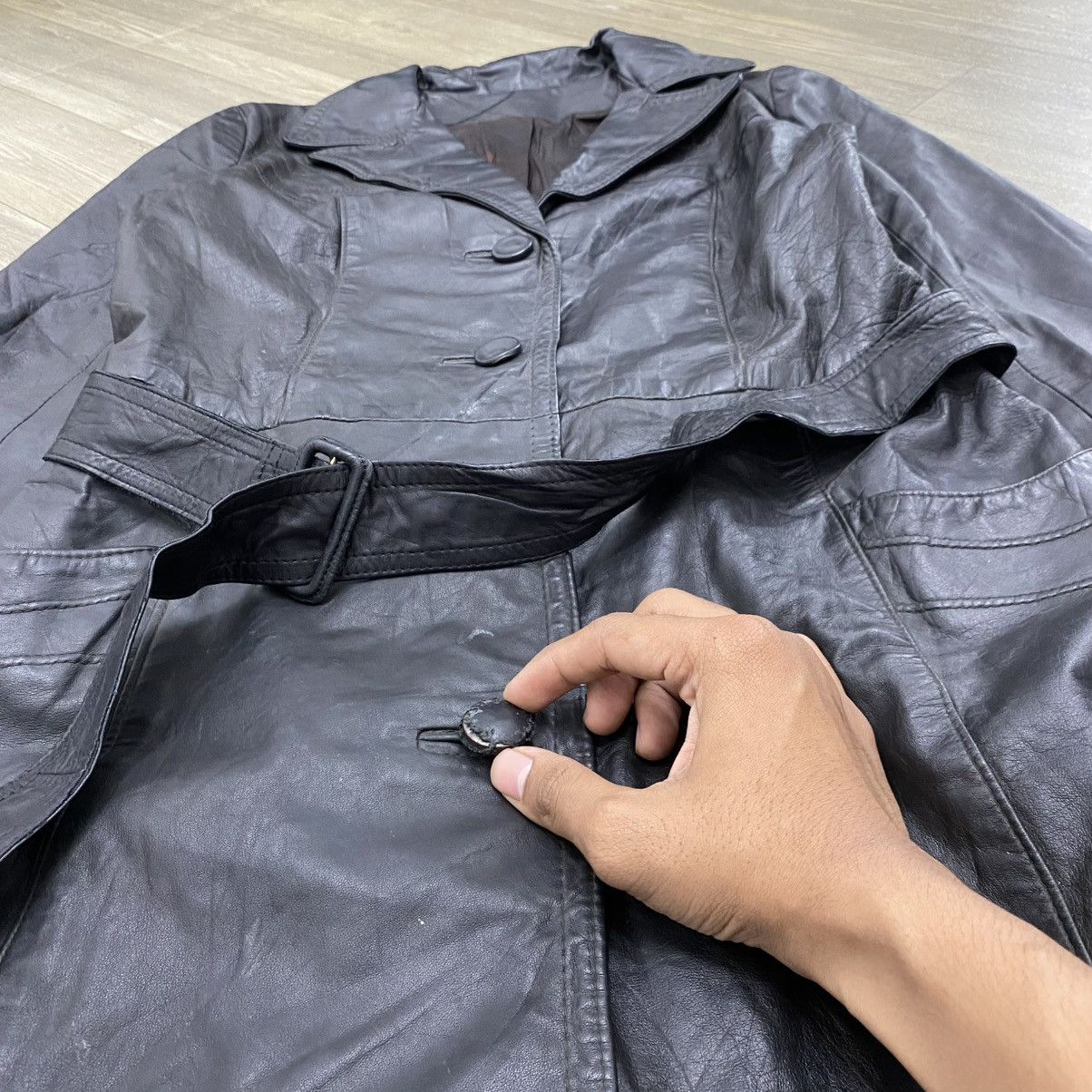 Yves Saint Laurent 90s Yves Saint Laurent Hedi Slimane Leather Trench Coat YSL Size US M / EU 48-50 / 2 - 6 Thumbnail