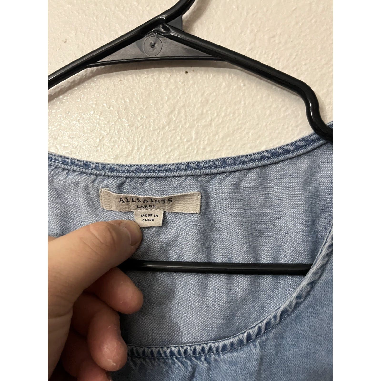 Allsaints AllSaints Chambray Tie Waist Cold Shoulder T-Shirt Pullover Summer Dress Size L Size L / US 10 / IT 46 - 3 Thumbnail