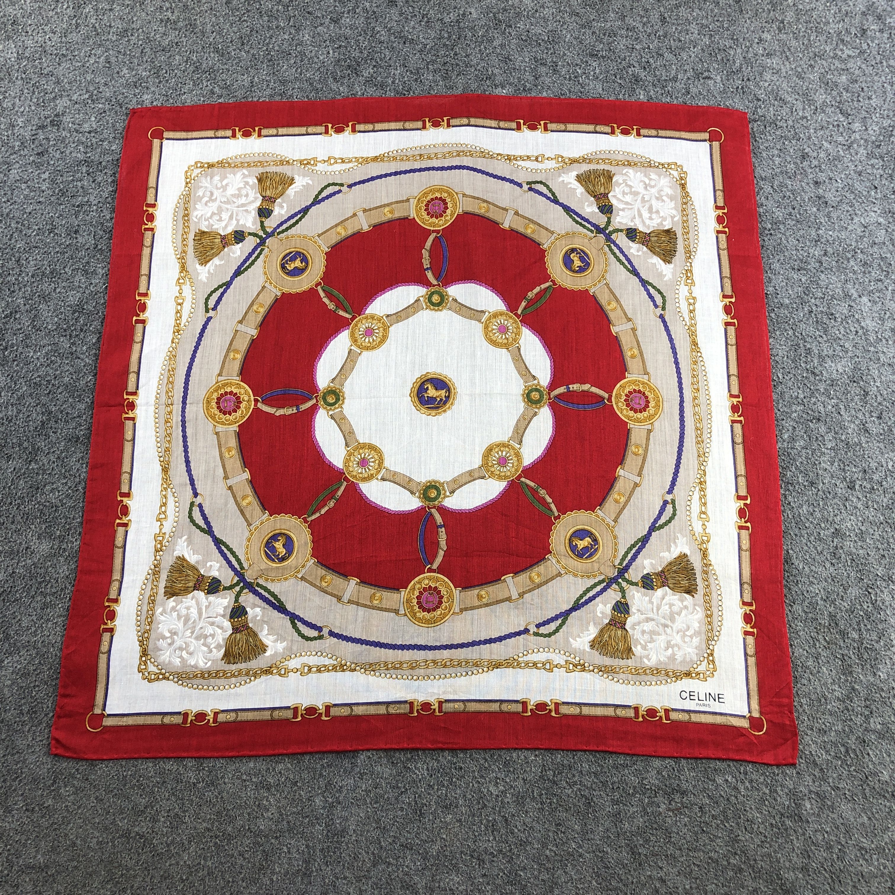 Vintage Celine Gold Chains Handkerchief Neckerchief Bandana H2785 Size ONE SIZE - 2 Thumbnail