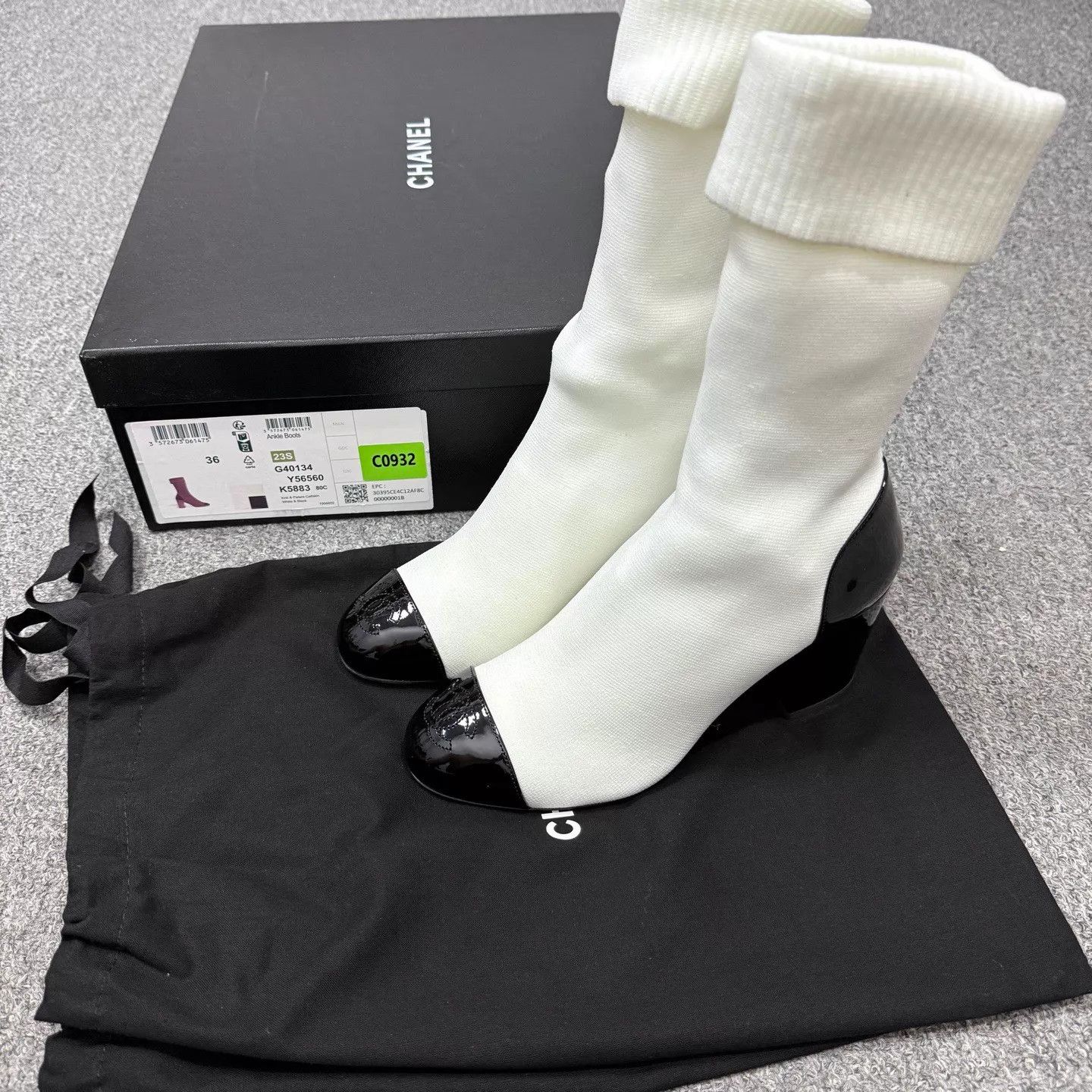 Chanel Chanel White Knit-Patent Leather Mid-Calf Unused 36 Size US 5.5 / IT 35.5 - 1 Thumbnail