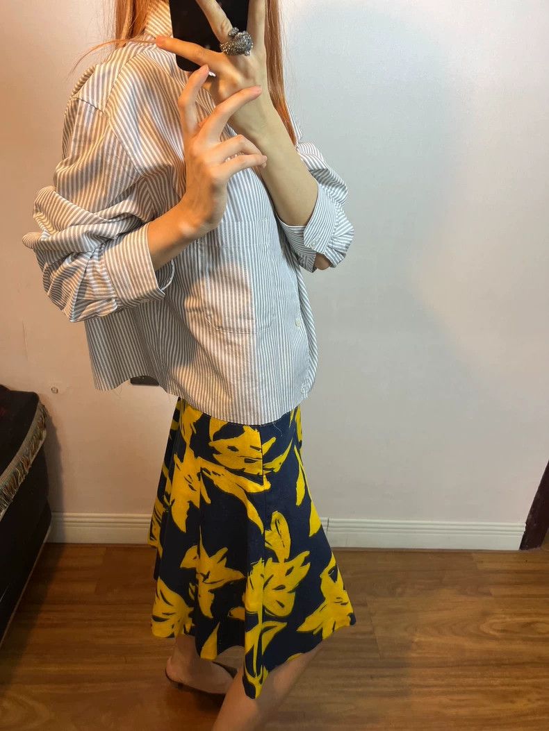 Dries Van Noten DRIES VAN NOTEN Yellow woolen leaf skirt Size 33" - 7 Thumbnail