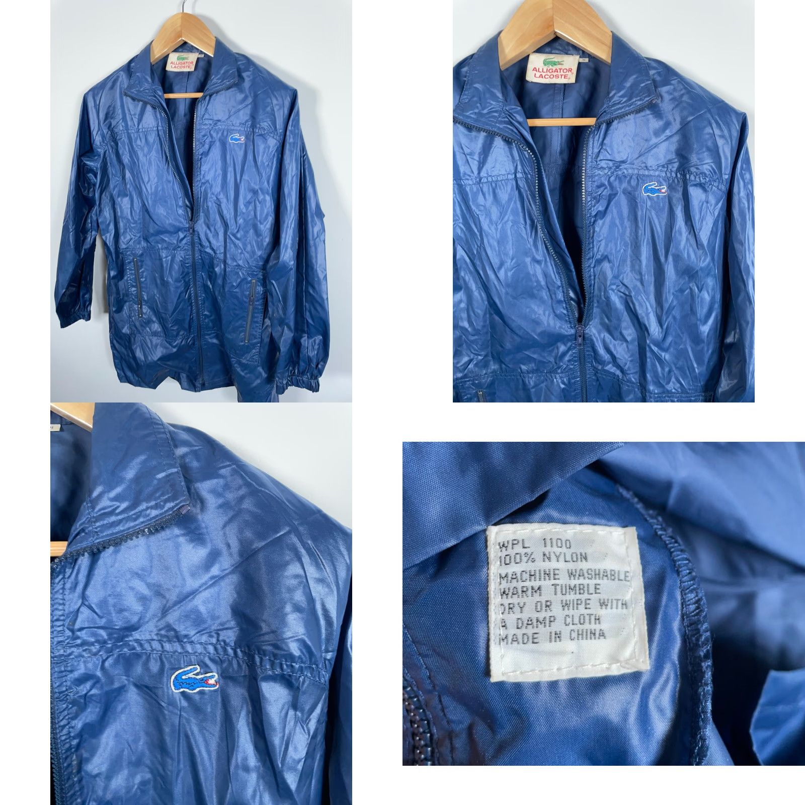 Lacoste VINTAGE Lacoste Windbreaker Jacket Blue Dark Alligator Logo Zip Up 80s Medium Mens Size US M / EU 48-50 / 2 - 8 Thumbnail