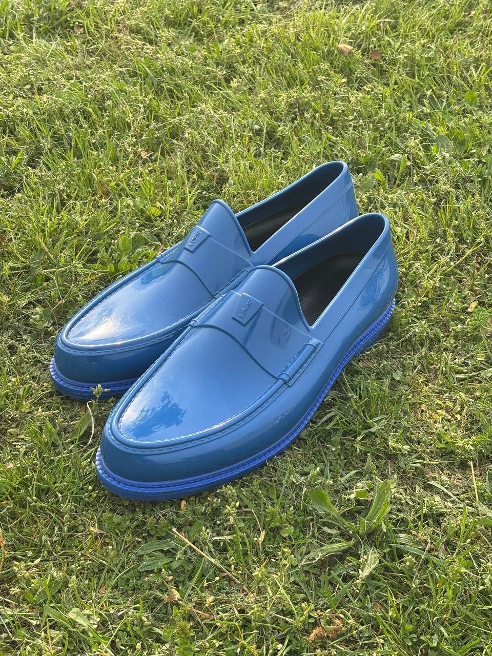 Yves Saint Laurent Spring 2012 Cobalt Blue Kennedy Rubber Loafers Size US 12 / EU 45 - 1 Thumbnail