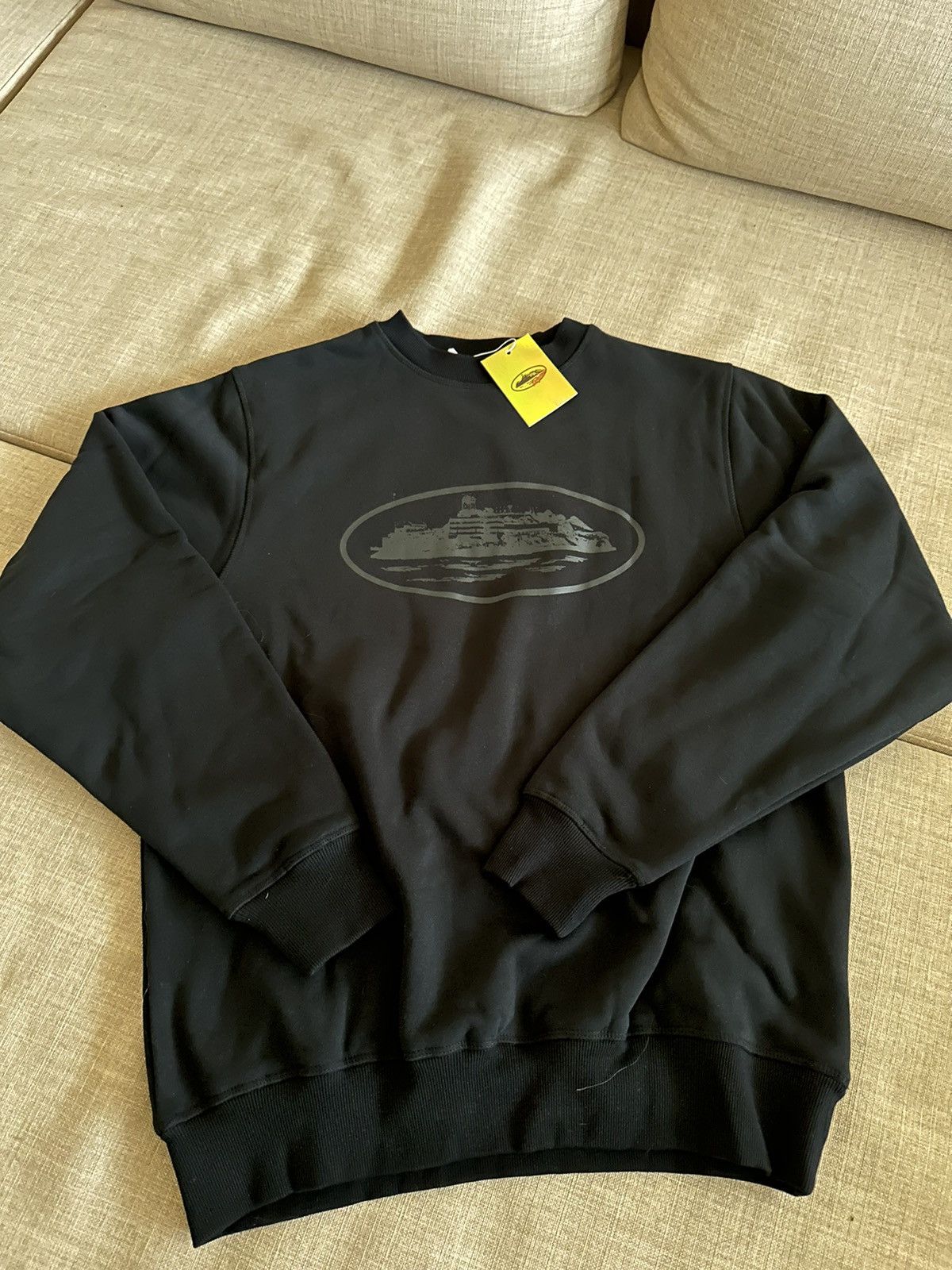 image of Corteiz OG Alcatraz Sweatshirt Black, Men's (Size Large)