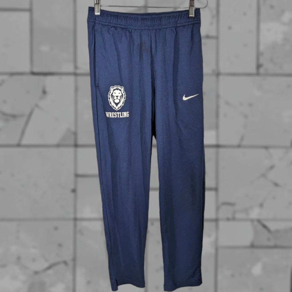 Lions Nike Wrestling Warm Up Pants Mens Small Jogger Nike Workout Uniform Lions Face Flaw Blue 30in Inseam Athletic