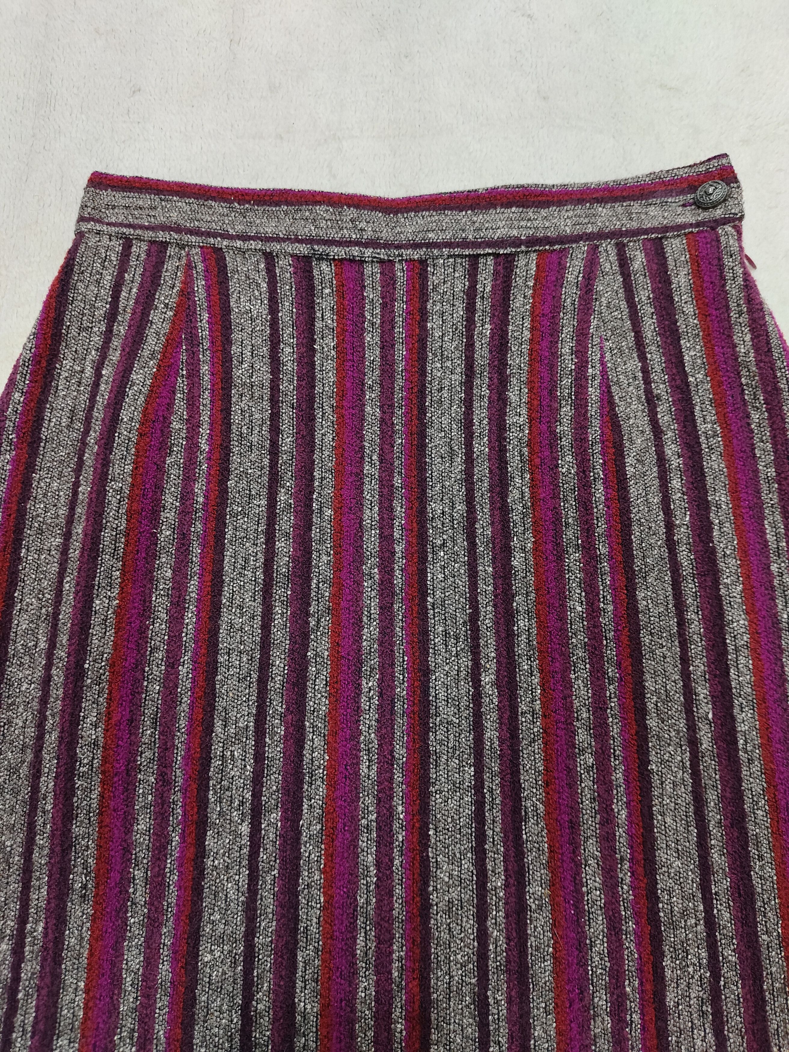 Versace Jeans Couture 80s Versace JC 🇮🇹 Archive Minimal Striped Wool Skirt Size 28" / US 6 / IT 42 - 6 Thumbnail