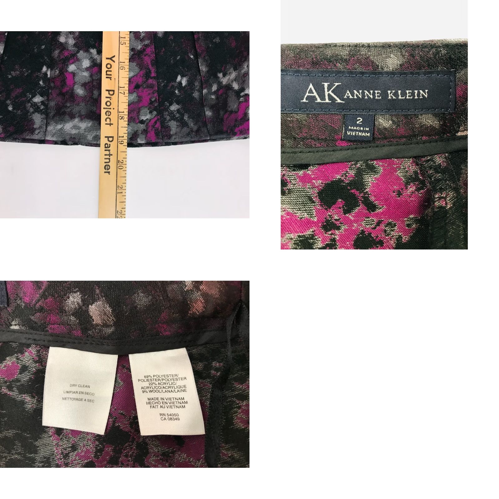 Anne Klein Anne Klein Skirt Womens 2 Black Purple Back Zip Straight & Pencil Cut Vintage No 2 Size 26" / US 2 / IT 38 - 8 Thumbnail
