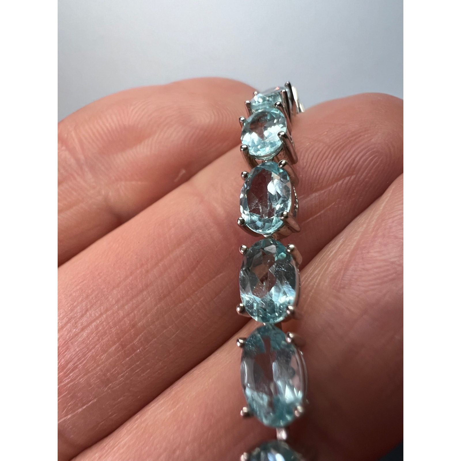 Other Blue Apatite Rhodium Over Sterling Silver Bolo Bracelet Size ONE SIZE - 6 Thumbnail