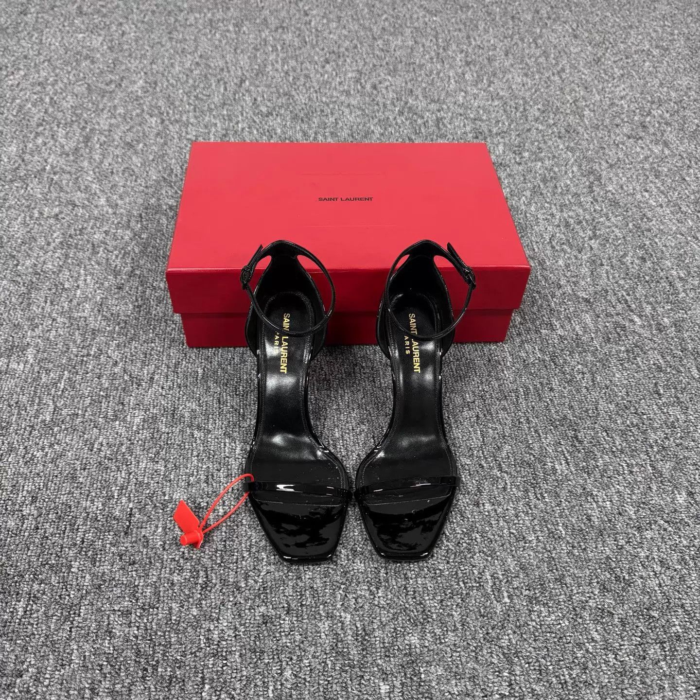 Saint Laurent Paris SLP Black Patent Leather Buckle Metal Heels 38.5 Size US 8 / IT 38 - 2 Thumbnail