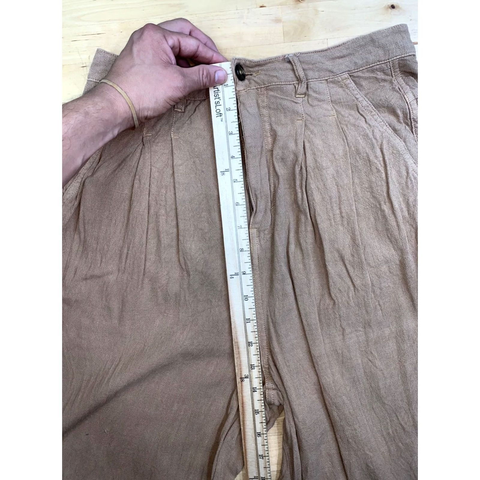 Free People VINTAGE Free People Linen Blend Flowy Pants Women 28 Tan Casual Boho 13292 Size 28" / US 6 / IT 42 - 6 Thumbnail