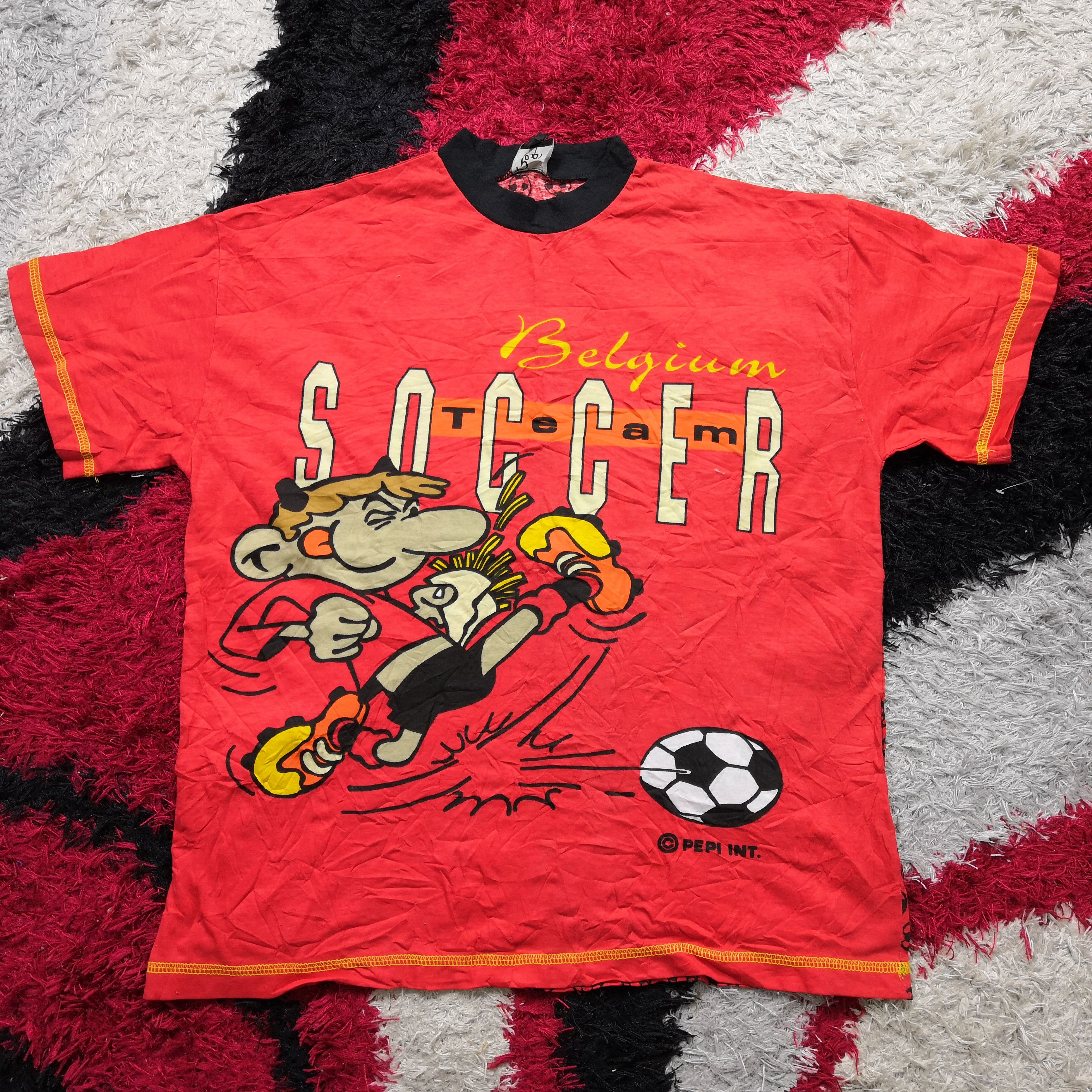 Vintage Vintage 90's OVP Pepi Belgium Soccer Team T-Shirt Tees Size US M / EU 48-50 / 2 - 3 Thumbnail