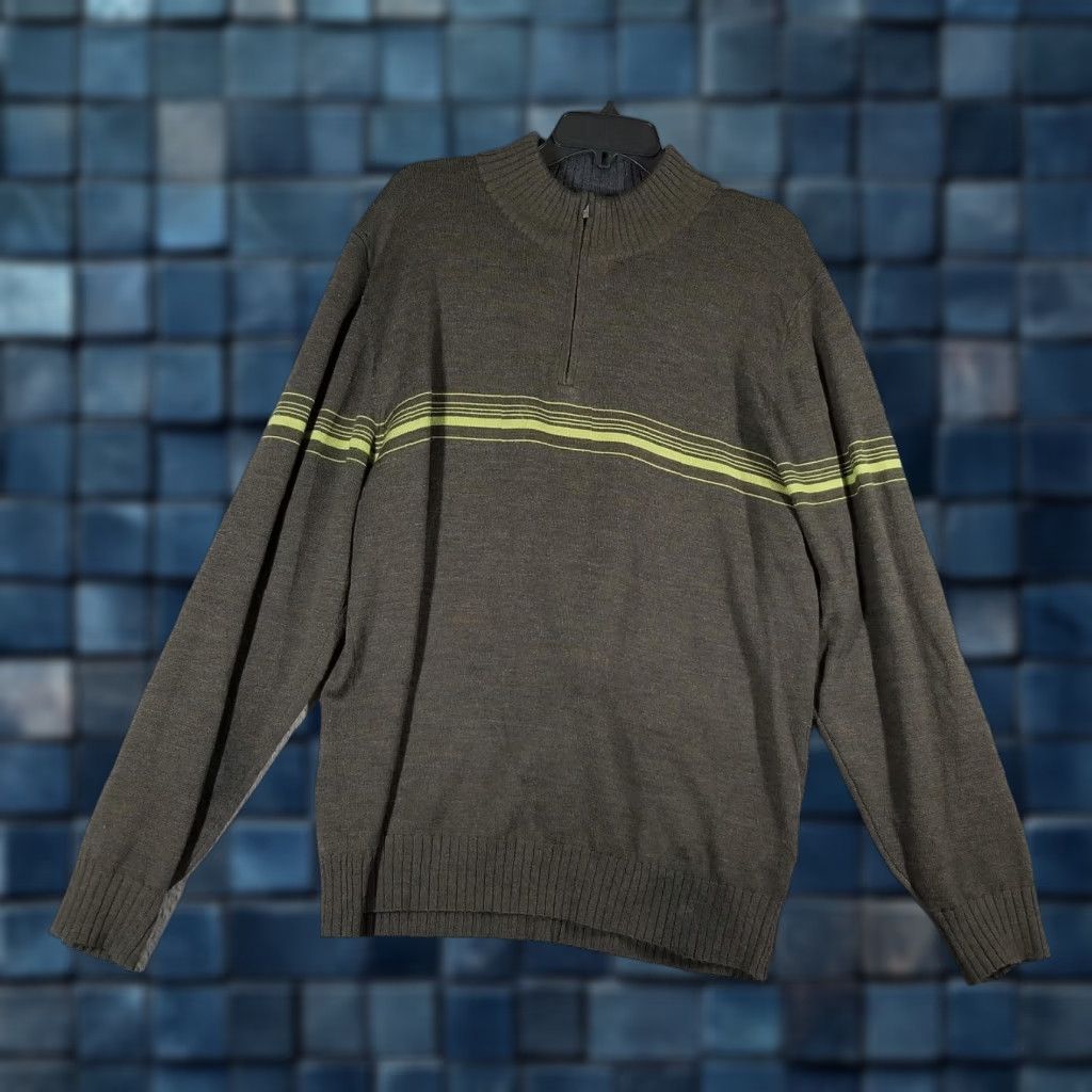 Vintage VINTAGE Tiger Woods Collection Sweater Shirt Mens L Wool 1/4 Zip Mock Neck Pullover Golf Classic Brown Striped 90s Men’s Size US L / EU 52-54 / 3 - 1 Thumbnail