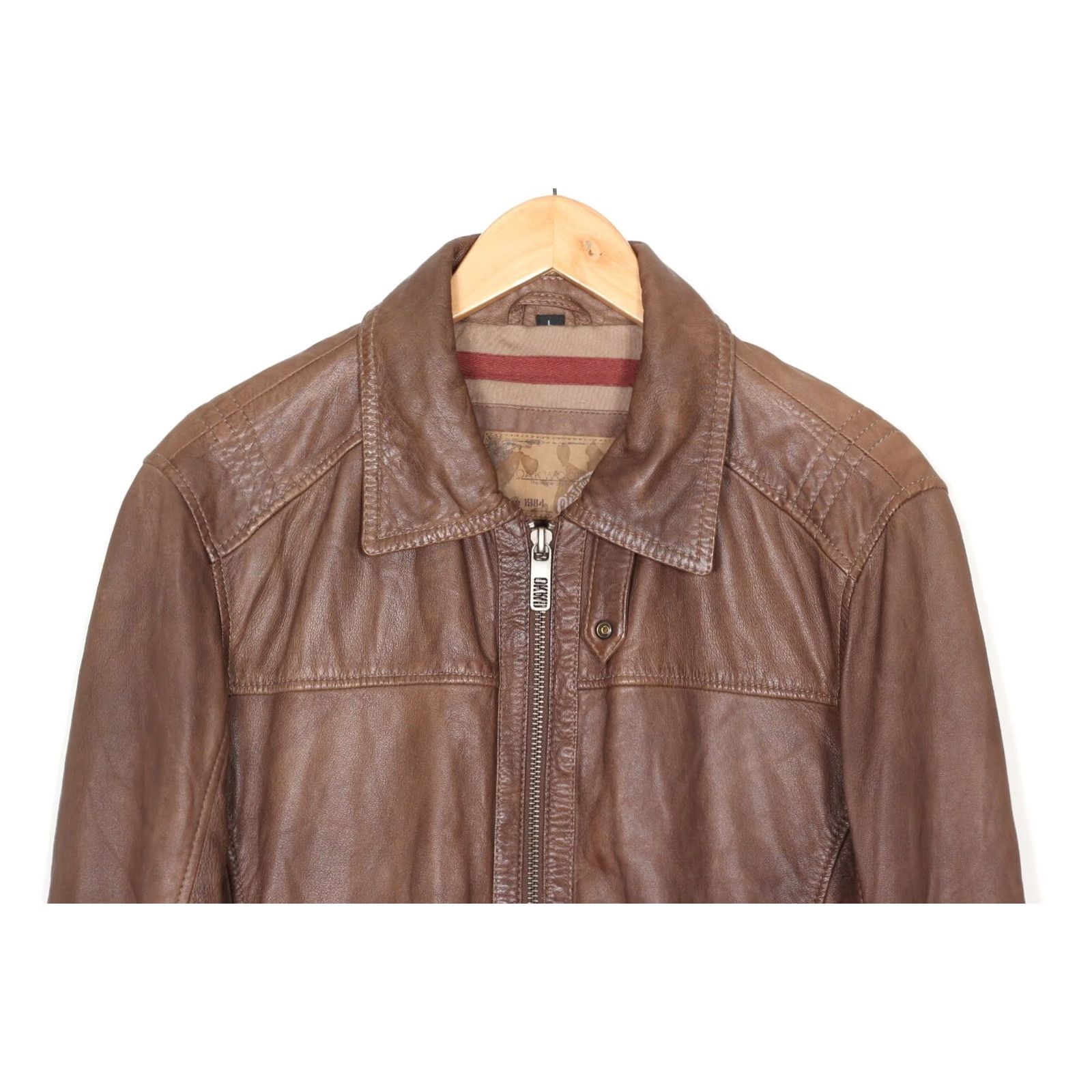 Vintage OAKWOOD Soft Leather Jacket Men L Brown MJ5403 Jacket Mens Leather Coat MJ5403 Size US L / EU 52-54 / 3 - 2 Thumbnail
