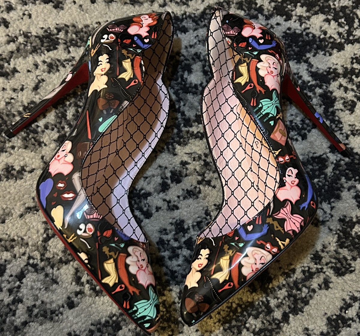 Christian Louboutin CHRISTIAN LOUBOUTIN Hot Chick Graphic Fashion Red Sole Pumps Size US 7 / IT 37 - 2 Thumbnail