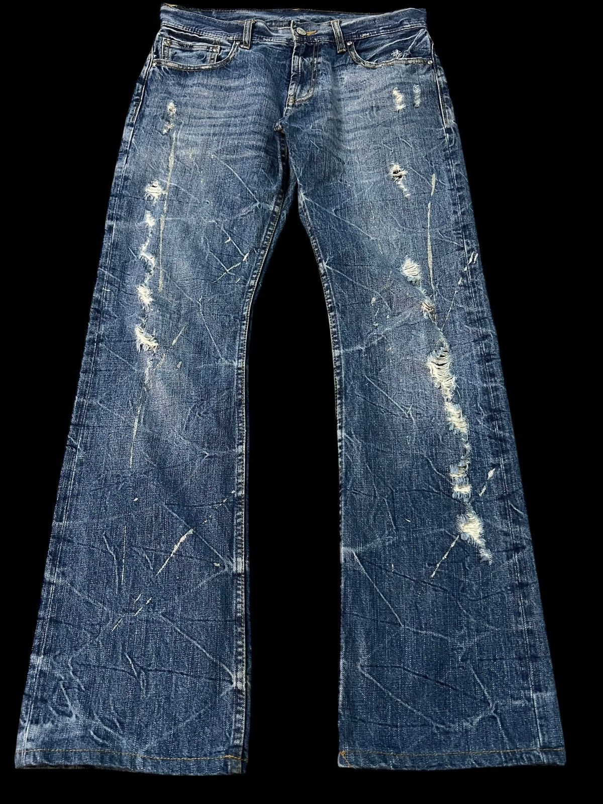Japanese Brand 💥Flare💥Japanese Unbrand Distressed Jean Size US 31 - 1 Thumbnail