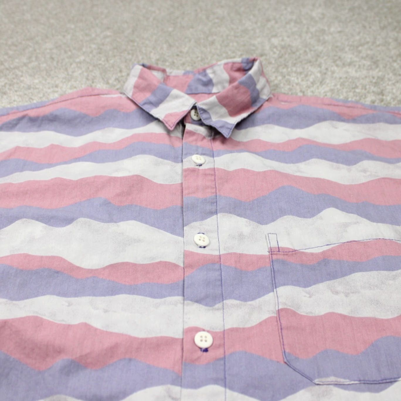 The Territory Ahead The Territory Ahead Purple/Blue Shirt Mens Small Cotton Button-Up Short Sleeve Geometric Pattern, 100% Cotton, Regular Fit, Chest 25 in Size US S / EU 44-46 / 1 - 4 Thumbnail