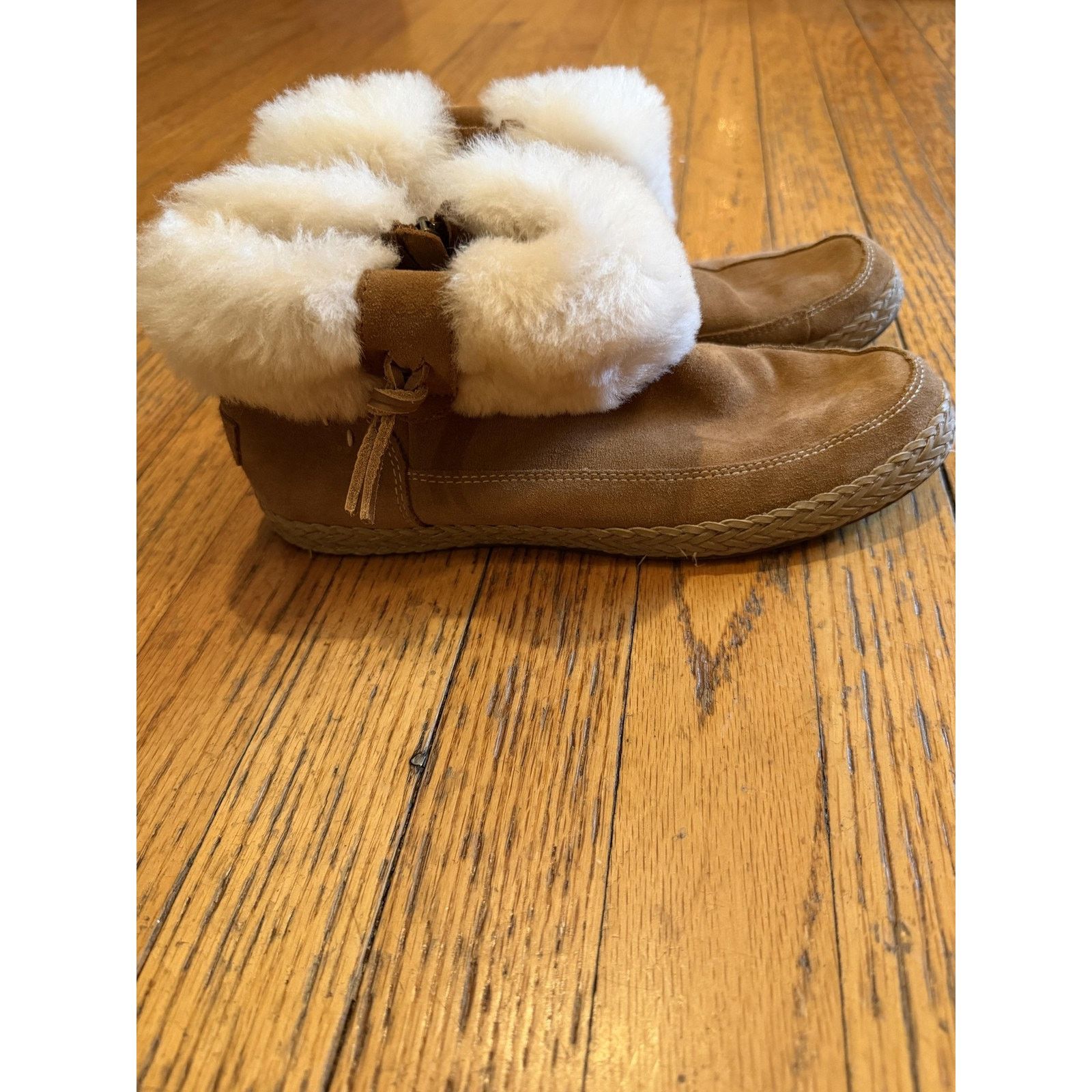 Ugg UGG Elowen Womens Boots 9 Brn Suede Shearling Cuff Zip Ankle Size US 9 / IT 39 - 2 Thumbnail
