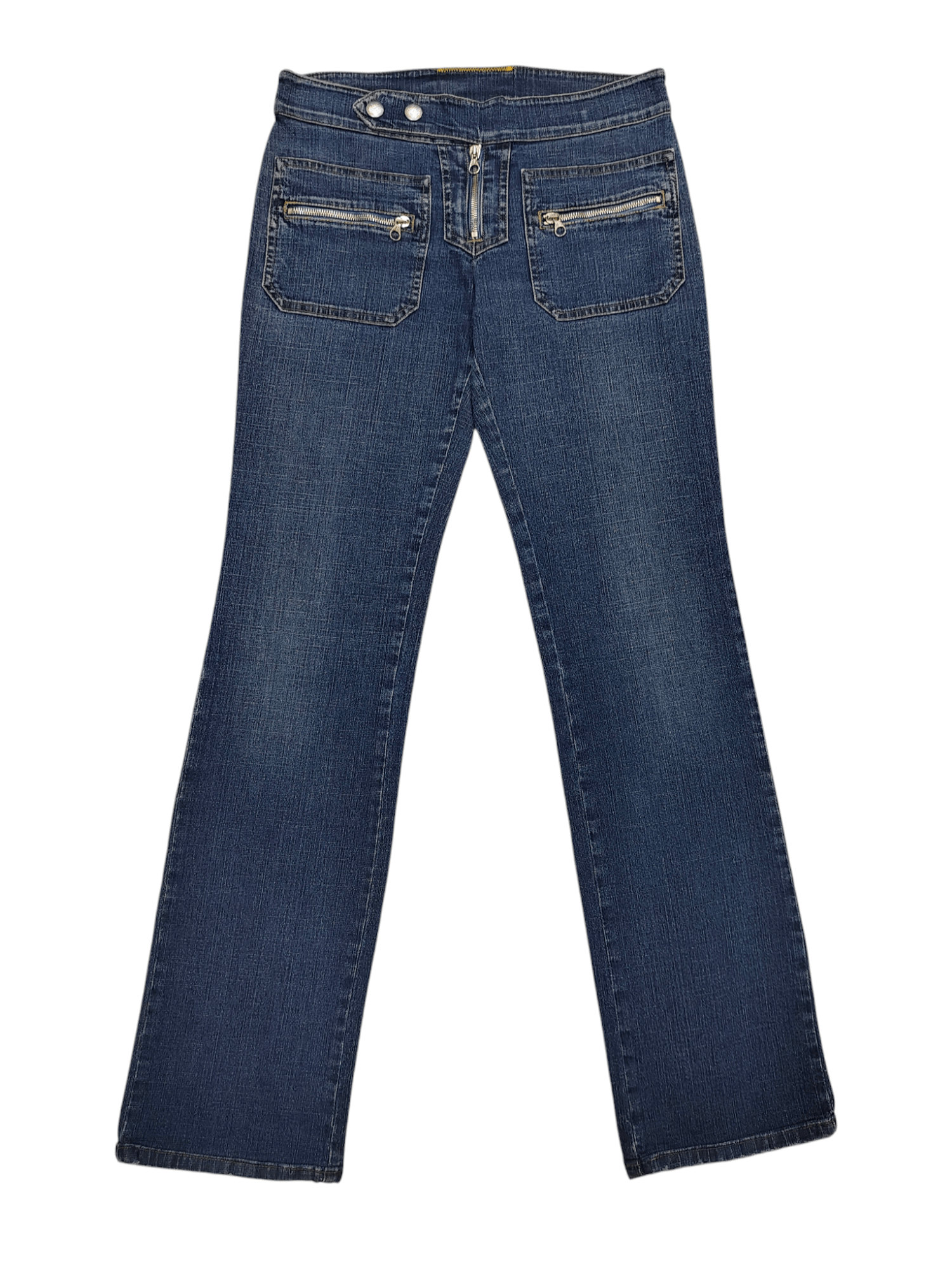 United Colors Of Benetton 00s Benetton💥 Y2K Zip Pocket Low Rise Straight Jeans Size 30" / US 8 / IT 44 - 1 Thumbnail
