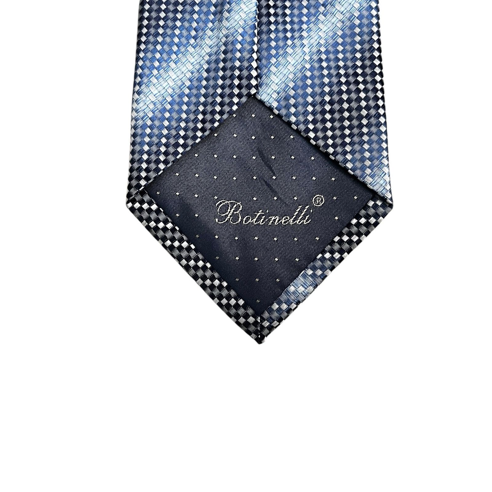 Other Botinelli Designer Men Silk Tie Blue Basketweave Pattern Size ONE SIZE - 4 Thumbnail