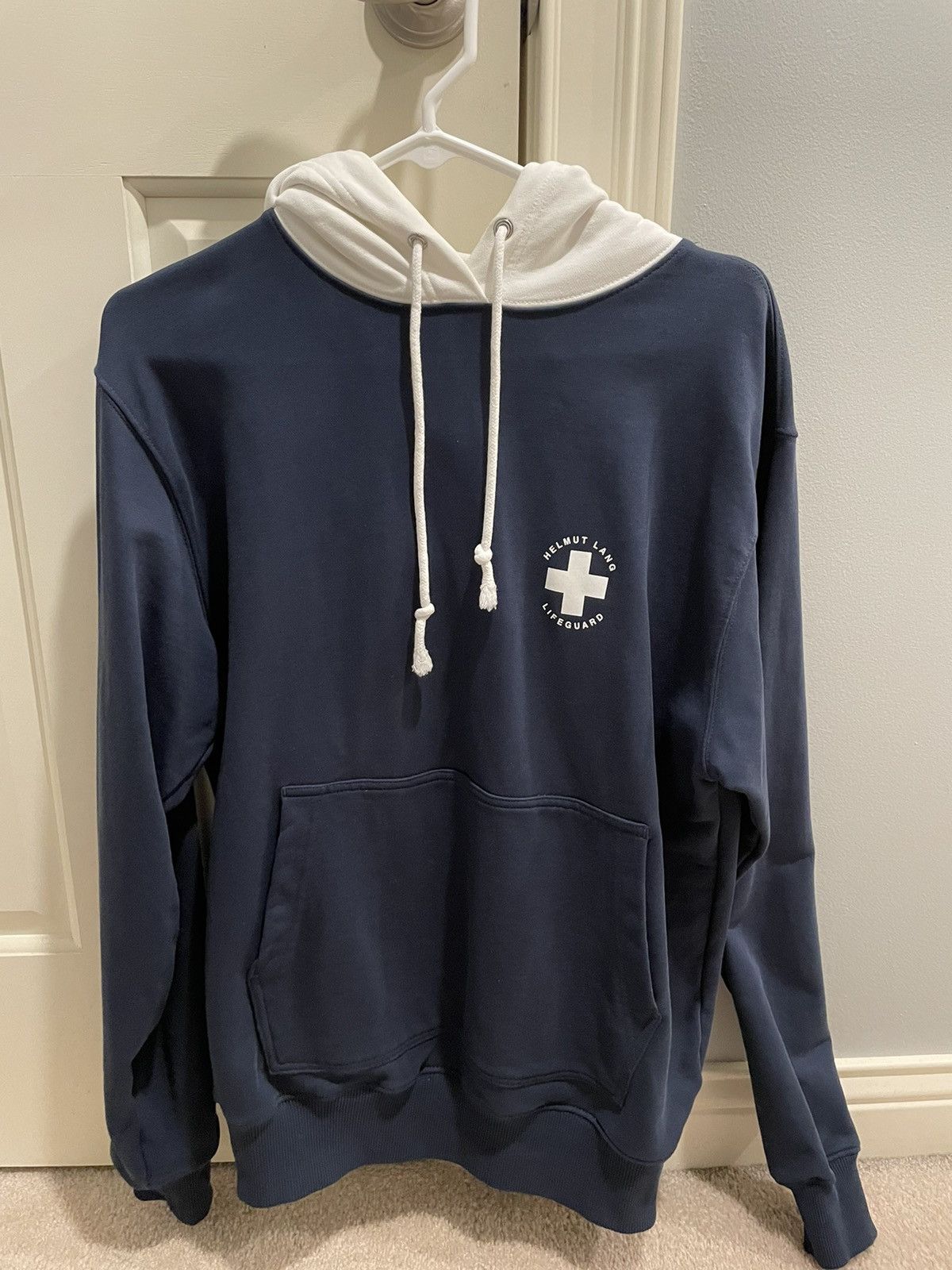 image of Helmut Lang Lifeguard Hoodie in Navy, Men's (Size XS)
