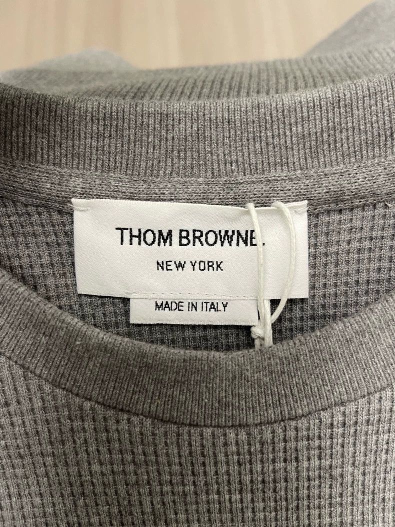 Thom Browne Thom Browne size4 Gray waffle round neck hoodie Size US XL / EU 56 / 4 - 6 Thumbnail