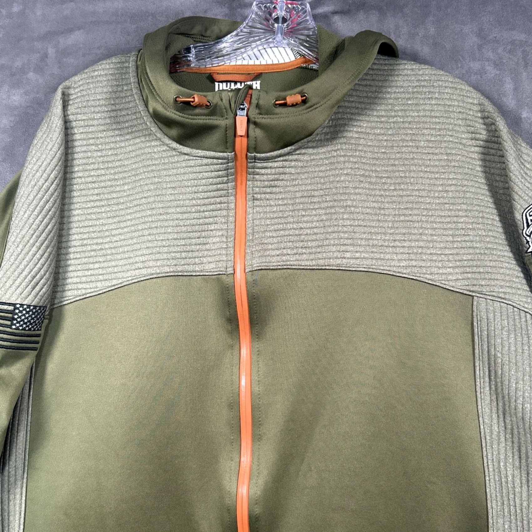 Duluth Trading Company Duluth Trading Co Performance Jacket Mens XL Green Hooded Full Zip Windbreaker USA Flag Outdoor SGDC Size US XL / EU 56 / 4 - 2 Thumbnail