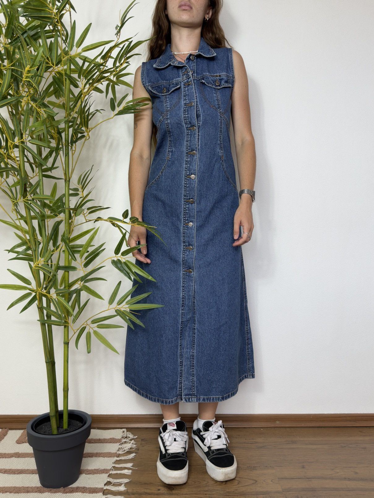 Vintage VINTAGE WITH BUTTONS 2000s MAXI DENIM DRESS Size S / US 4 / IT 40 - 4 Thumbnail