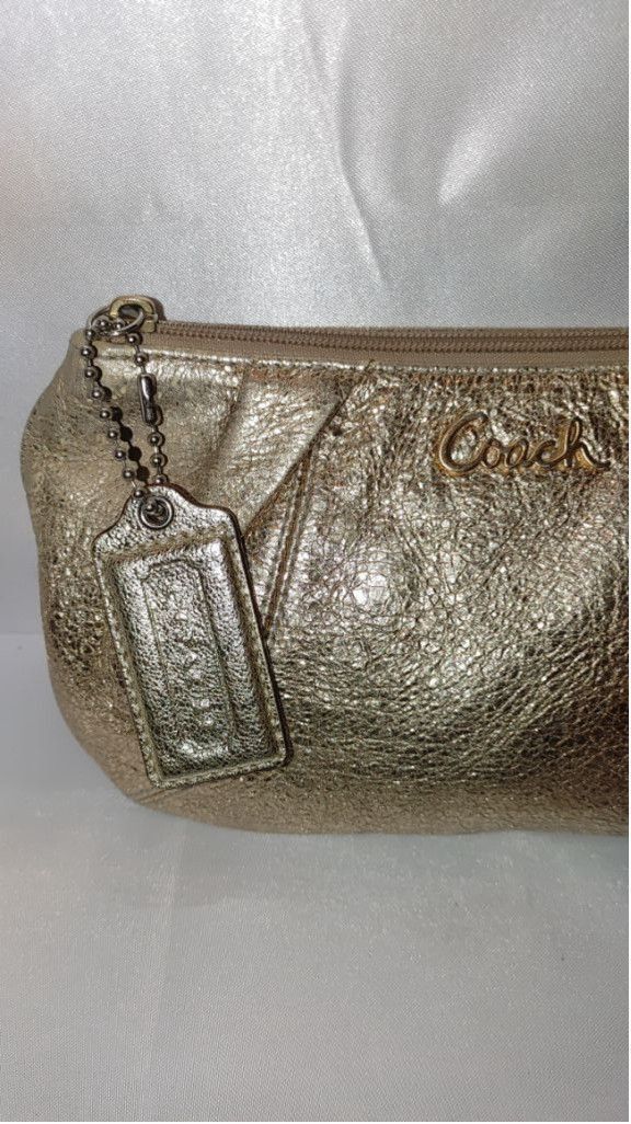 Coach Coach Metallic Gold Zippered Pouch M0869-42536 Size ONE SIZE - 2 Thumbnail