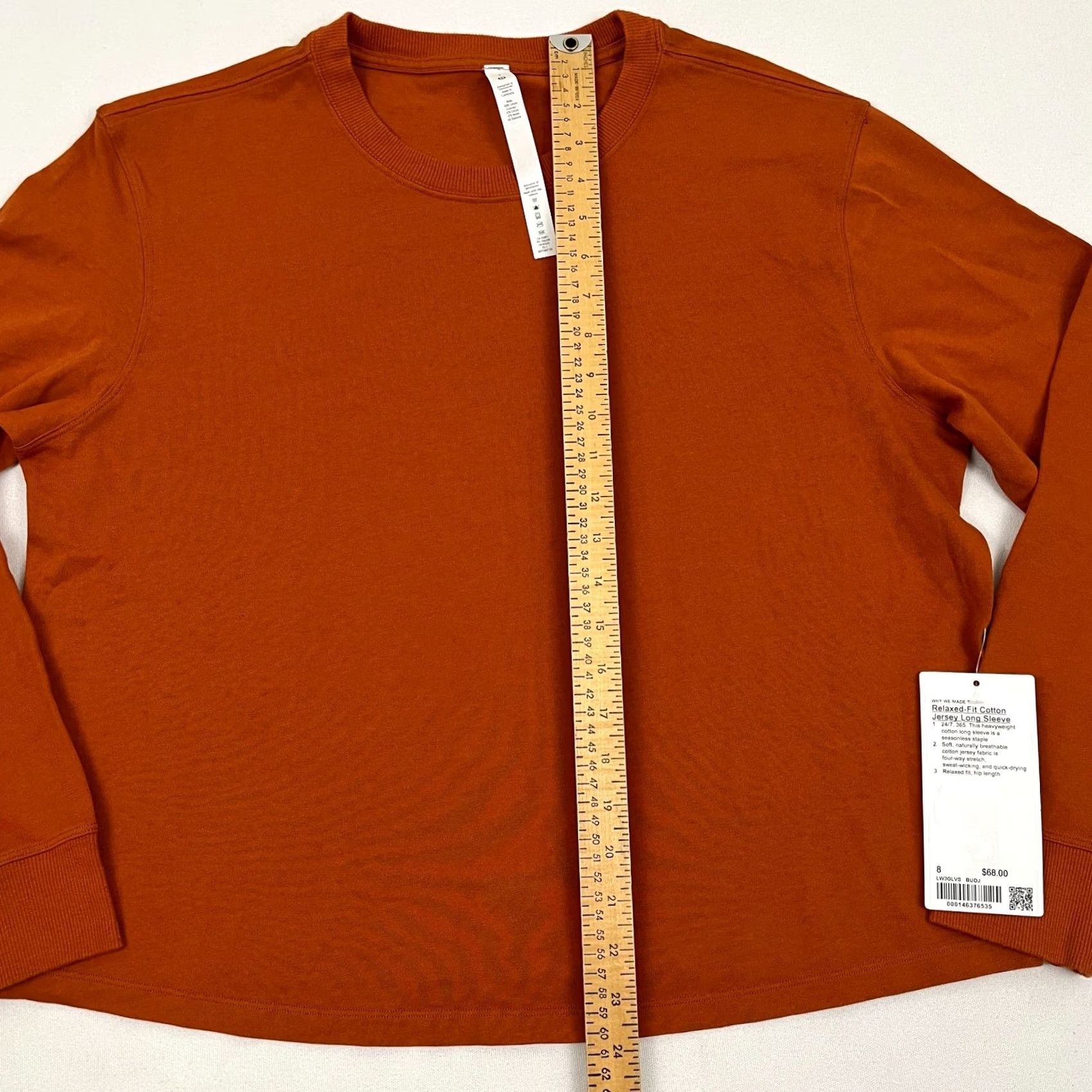 Lululemon Lululemon Relaxed Fit Cotton Jersey Long Sleeve Shirt Size 8 Orange Heavyweight Casual Womens Size M / US 6-8 / IT 42-44 - 4 Thumbnail