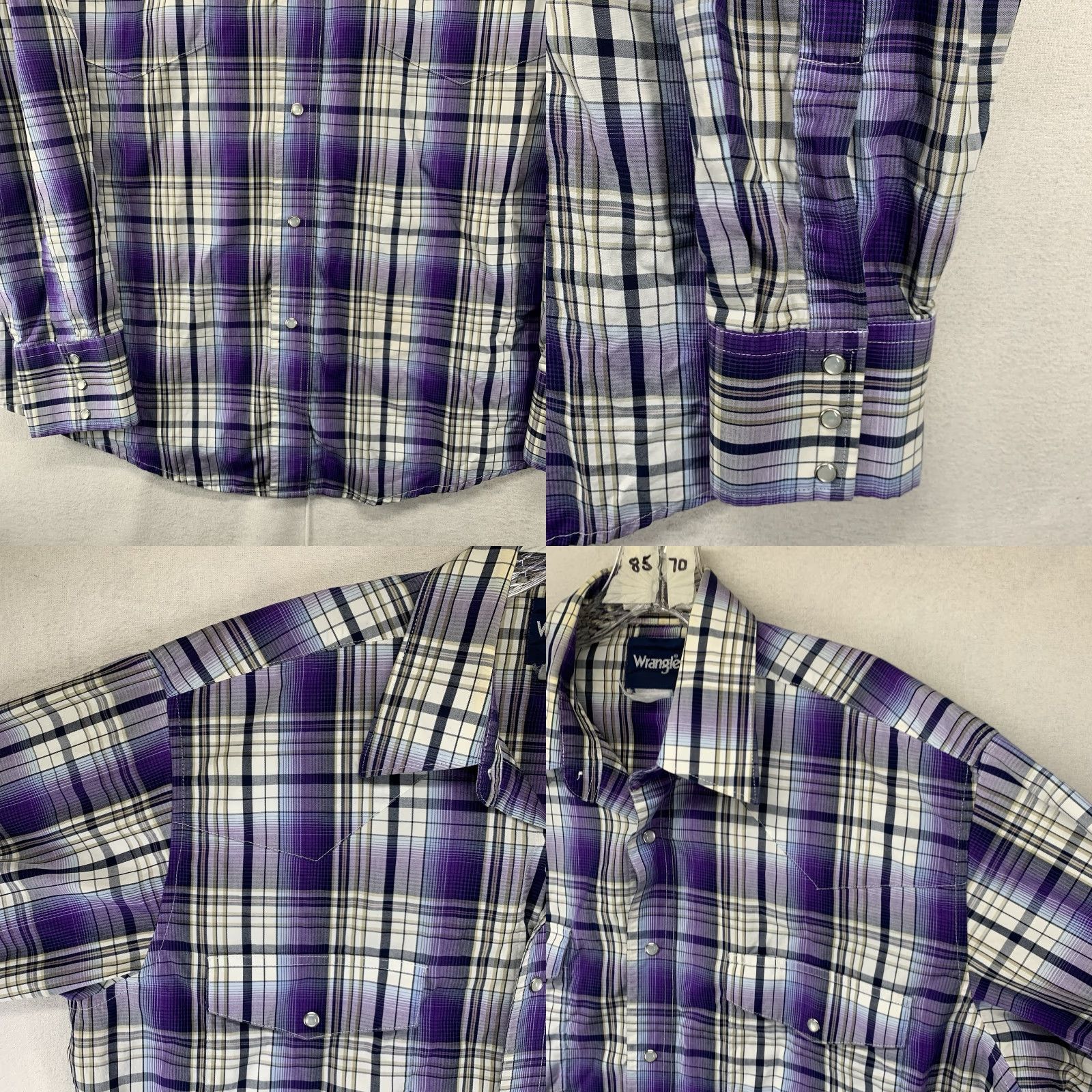 Wrangler VINTAGE Wrangler Western Pearl Snap Shirt Mens XL Plaid Long Sleeve Purple White Cowboy Retro 90s Size US XL / EU 56 / 4 - 8 Thumbnail