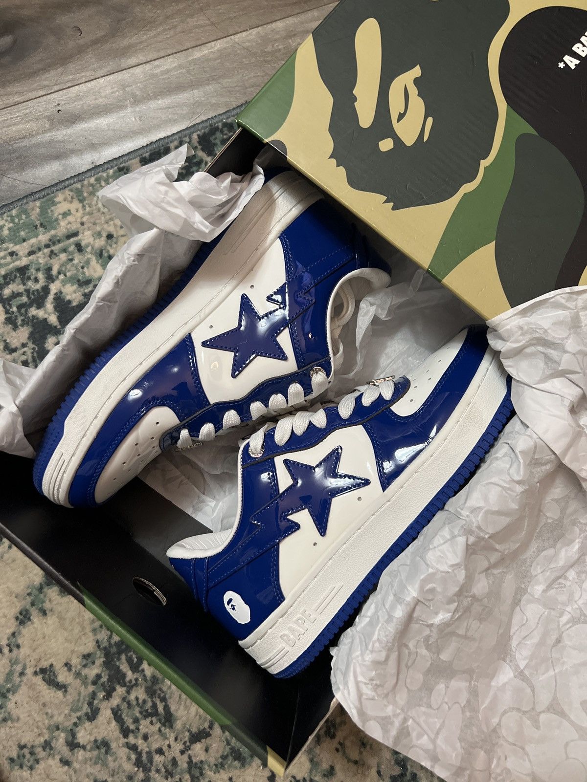 image of Bape Sta Low Shoes in Blue, Men's (Size 6)