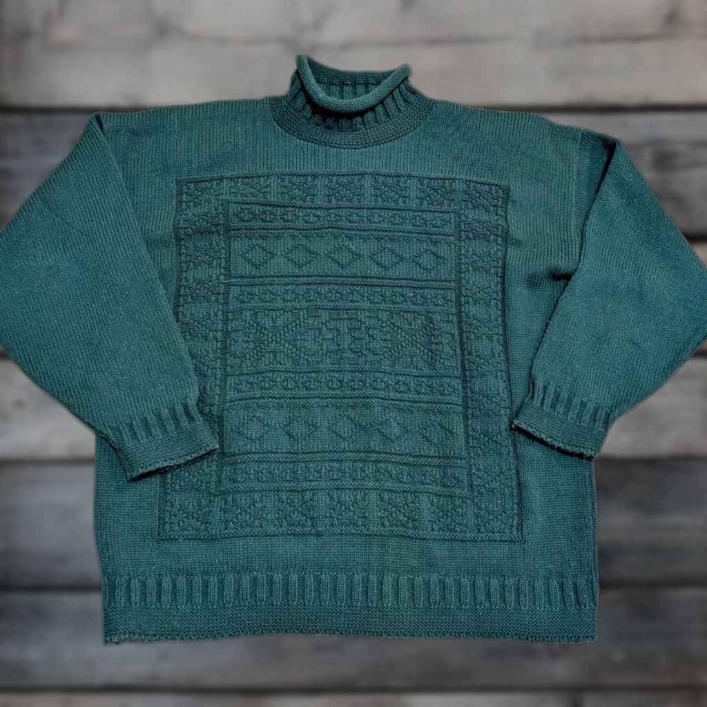 Vintage VINTAGE Peggy's Womens Acrylic Sweater Rollneck Shoulder Pads 3D Knit Green USA Made L/XL 1980s Mens Womens Size L / US 10 / IT 46 - 1 Thumbnail