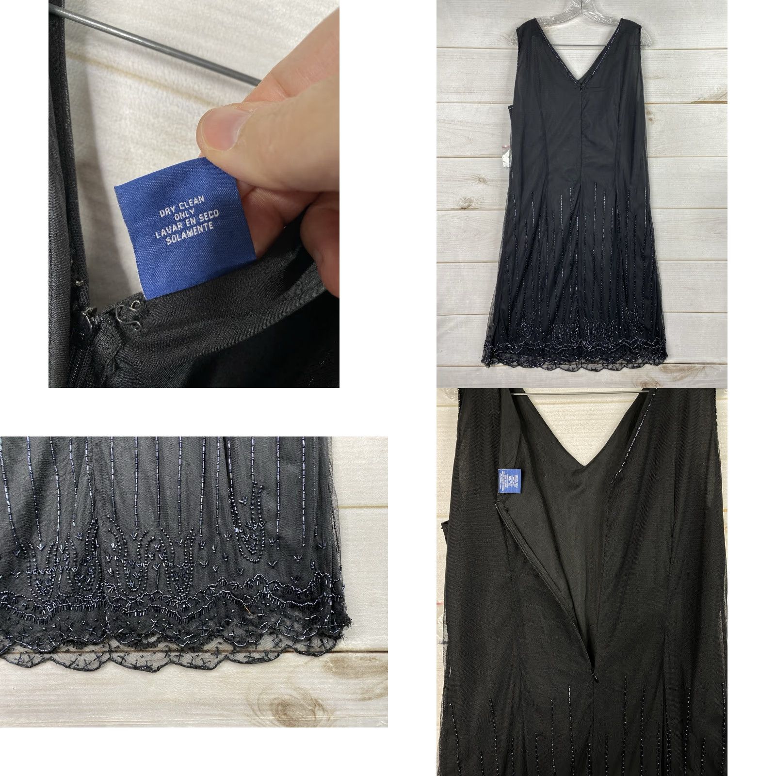 Vintage VINTAGE Phool Dress XL Black Beaded Overlay Lined Party 50's Retro Look Eveningwear Sheath Nylon NYLON NEW! Size XL / US 12-14 / IT 48-50 - 8 Thumbnail