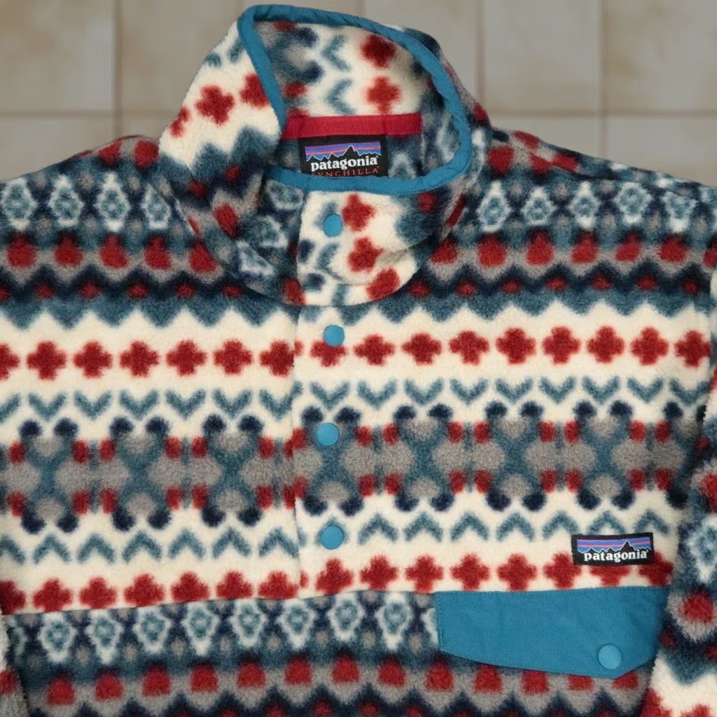 Patagonia VINTAGE Patagonia Synchilla Snap T Underwater Blue Southwestern Mens Small Red? Size US S / EU 44-46 / 1 - 1 Thumbnail