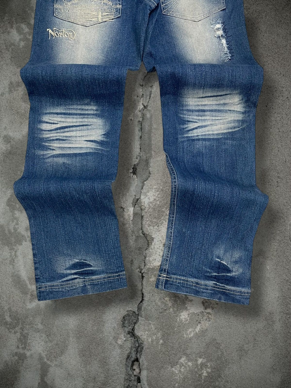 Japanese Brand Vintage Rare Designer Norton Motorcyles Distressed Denim Size US 32 / EU 48 - 13 Thumbnail