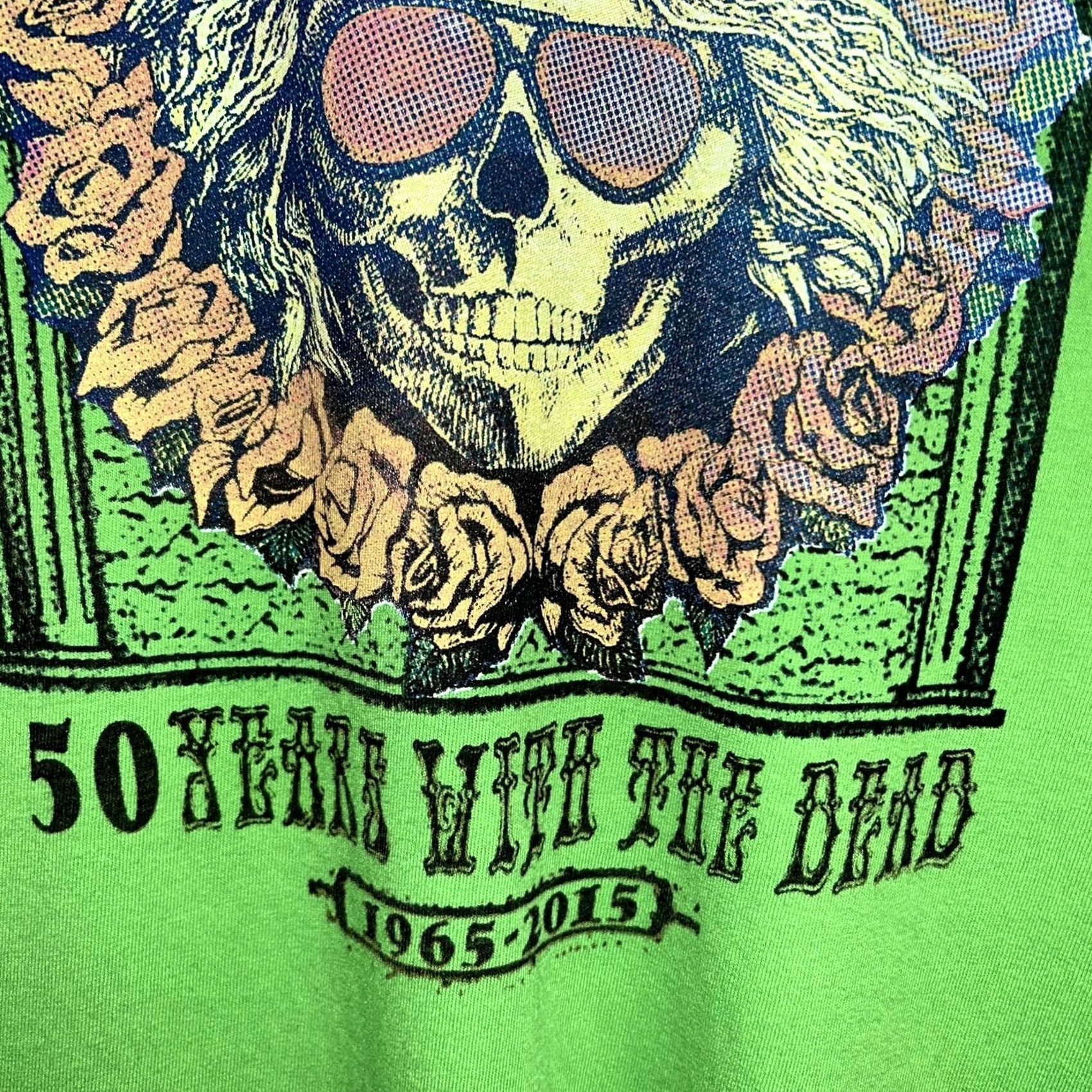 Gildan 50 Years With The Dead 1965-2015 T-Shirt Tee Green Large Short Sleeve Sz Size US L / EU 52-54 / 3 - 3 Thumbnail