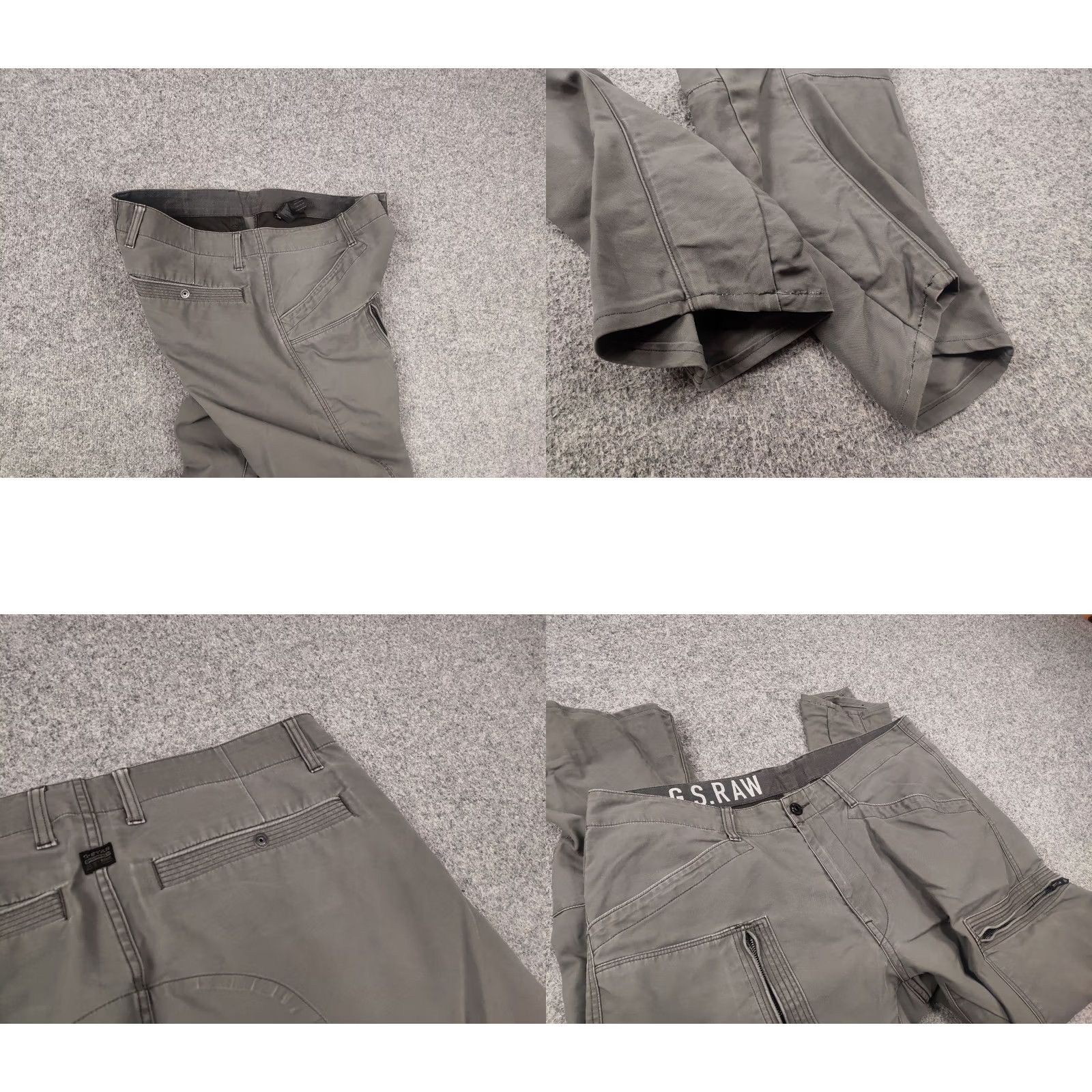 G-Star VINTAGE G-Star Powel 3D Multi pocket Cargo Zip Pants 36 Gray CN Cotton Casual Travel Workwear Men 90s 2000s Style Size US 36 / EU 52 - 8 Thumbnail