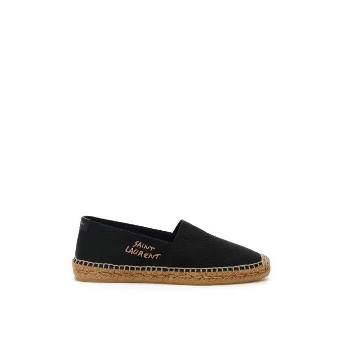 image of Saint Laurent Paris O1S22I1N0524 Embroidered Espadrilles In Black Shoes, Men's (Size 8)