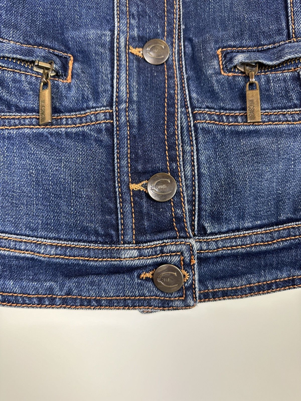 Just Cavalli × Roberto Cavalli × Vintage Just Cavalli denim vintage jacket blue biker moto cropped Size XS / US 0-2 / IT 36-38 - 8 Thumbnail