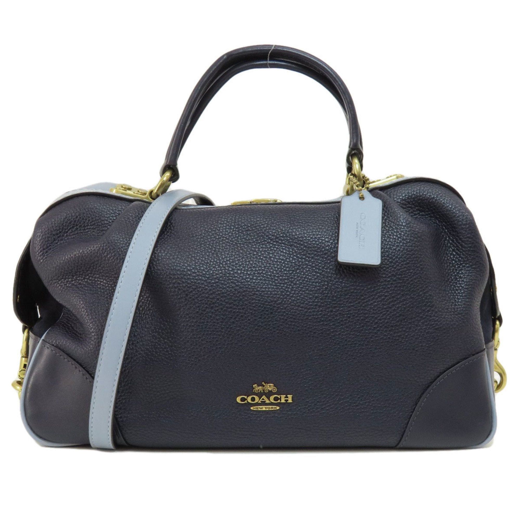 image of Coach 73720 Metal Tote Bag Leather Women's in Blue