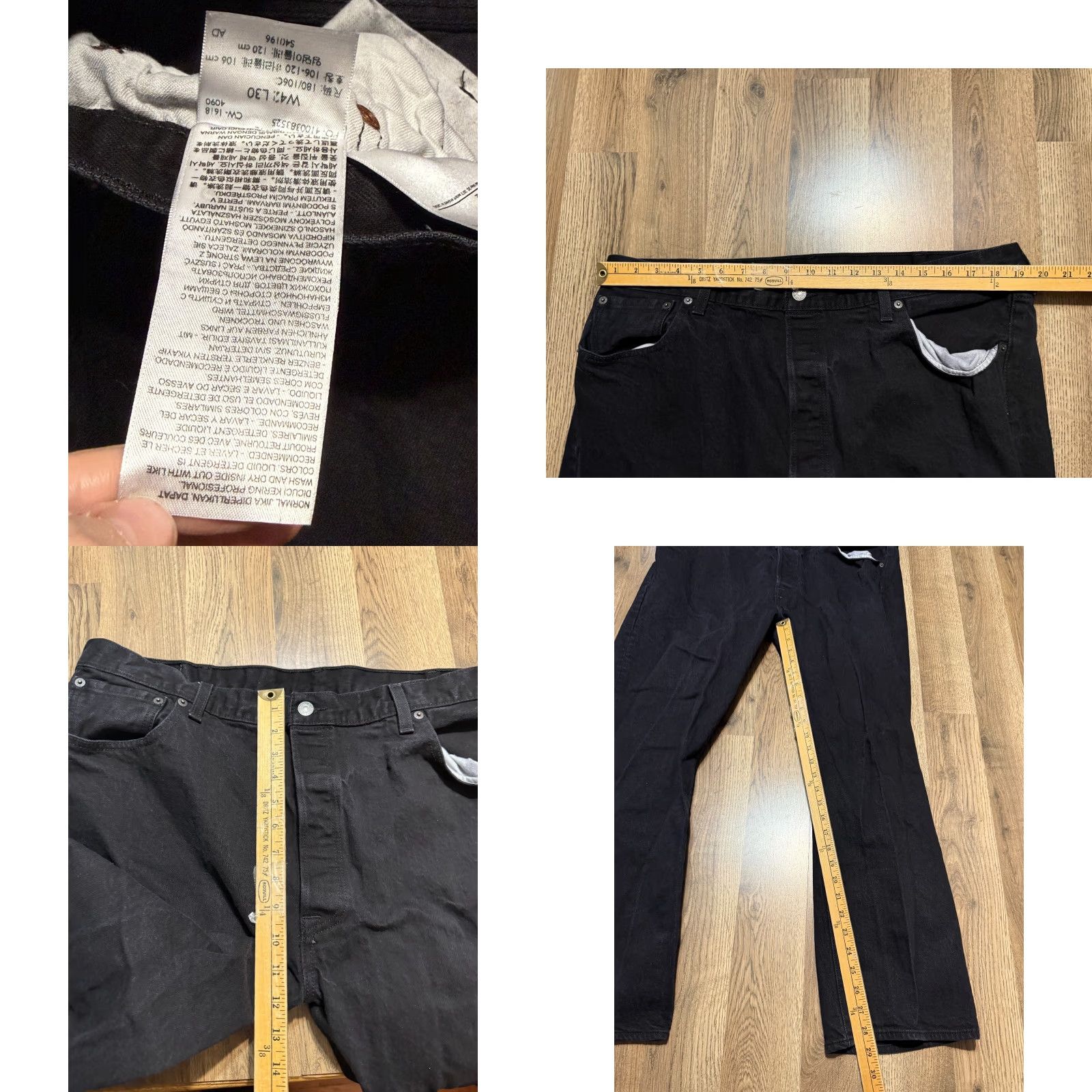 Levi's Levi's Jeans Men's 40x32 Black Denim Straight Leg Pockets Mid Rise 5-Pocket Regular Inseam 32 500 Series Navy? Size US 40 / EU 56 - 8 Thumbnail