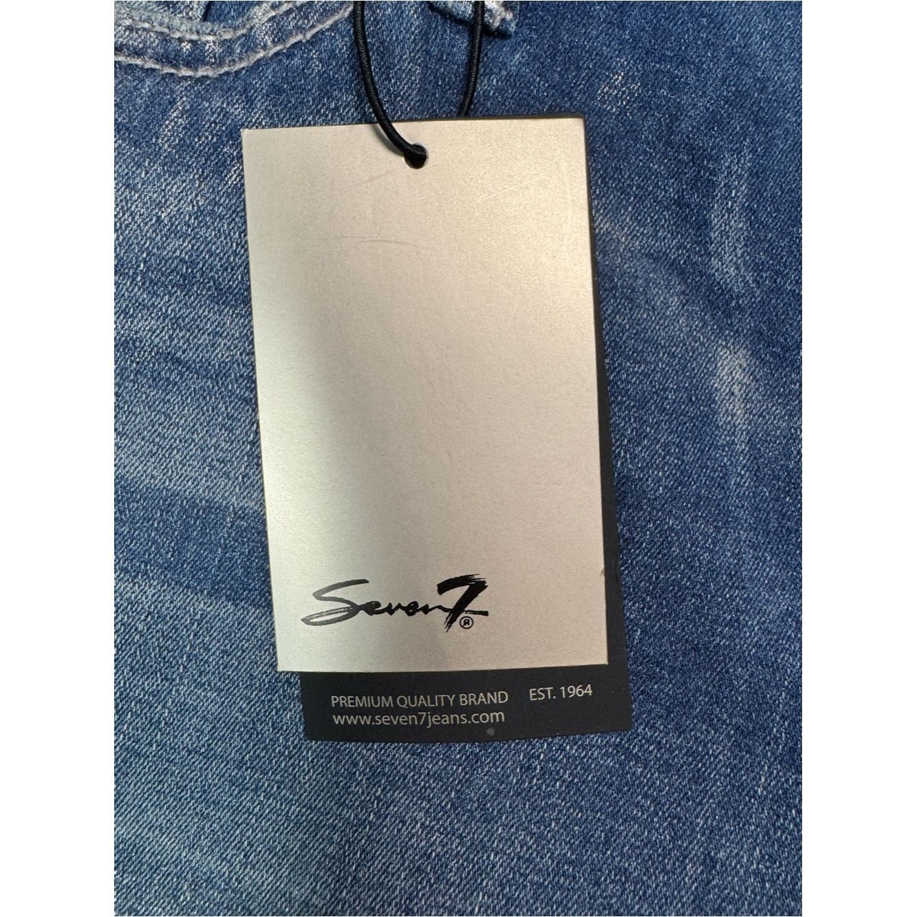 Seven 7 NWT New Seven7 High Rise Ankle Skinny Silver Coated Distres Size 38" / US 16 / IT 52 - 6 Thumbnail