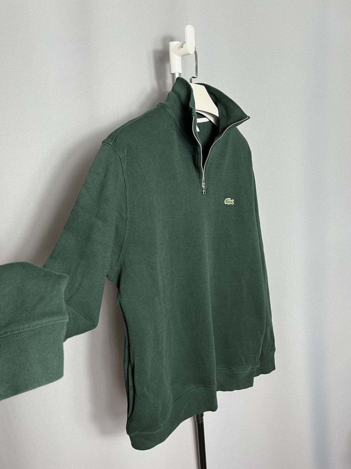 Lacoste Lacoste mens sweatshirt zip-up high neck green cotton Size US XL / EU 56 / 4 - 4 Thumbnail