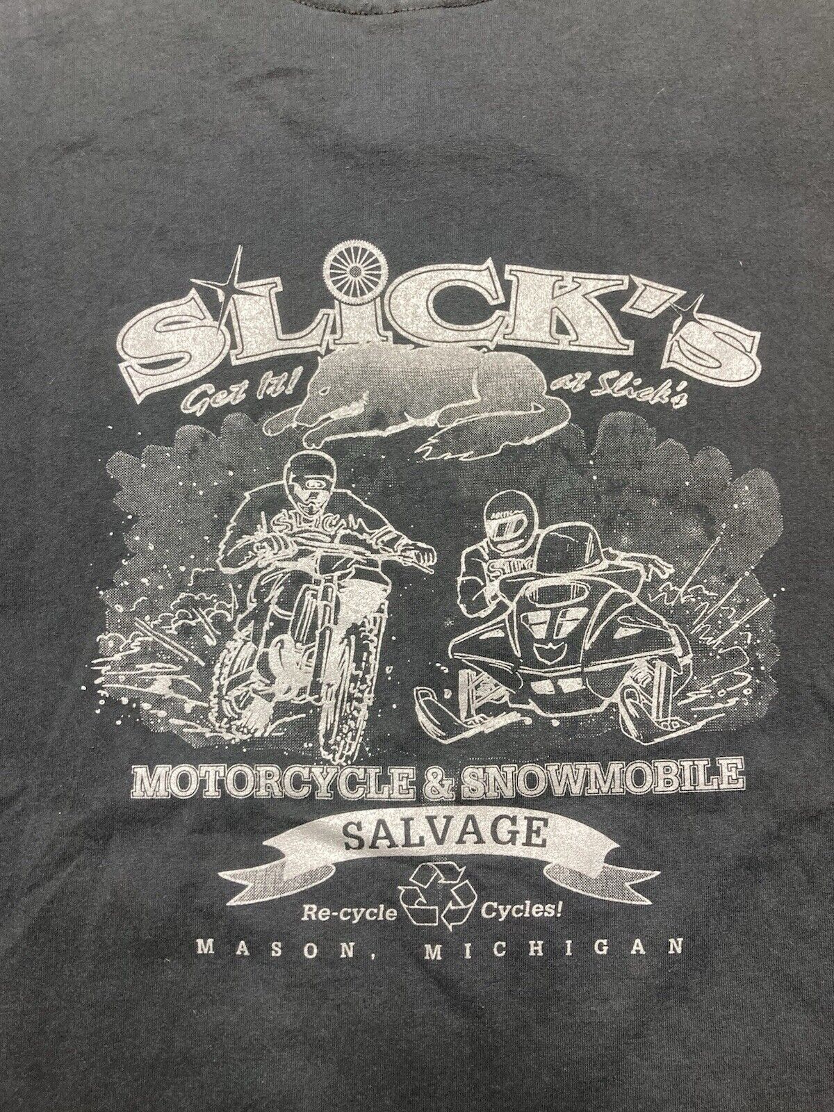 Fruit Of The Loom × Vintage 90s t shirt slicks motorcycle snowmobile salvag Michigan XXL Size US XXL / EU 58 / 5 - 2 Thumbnail