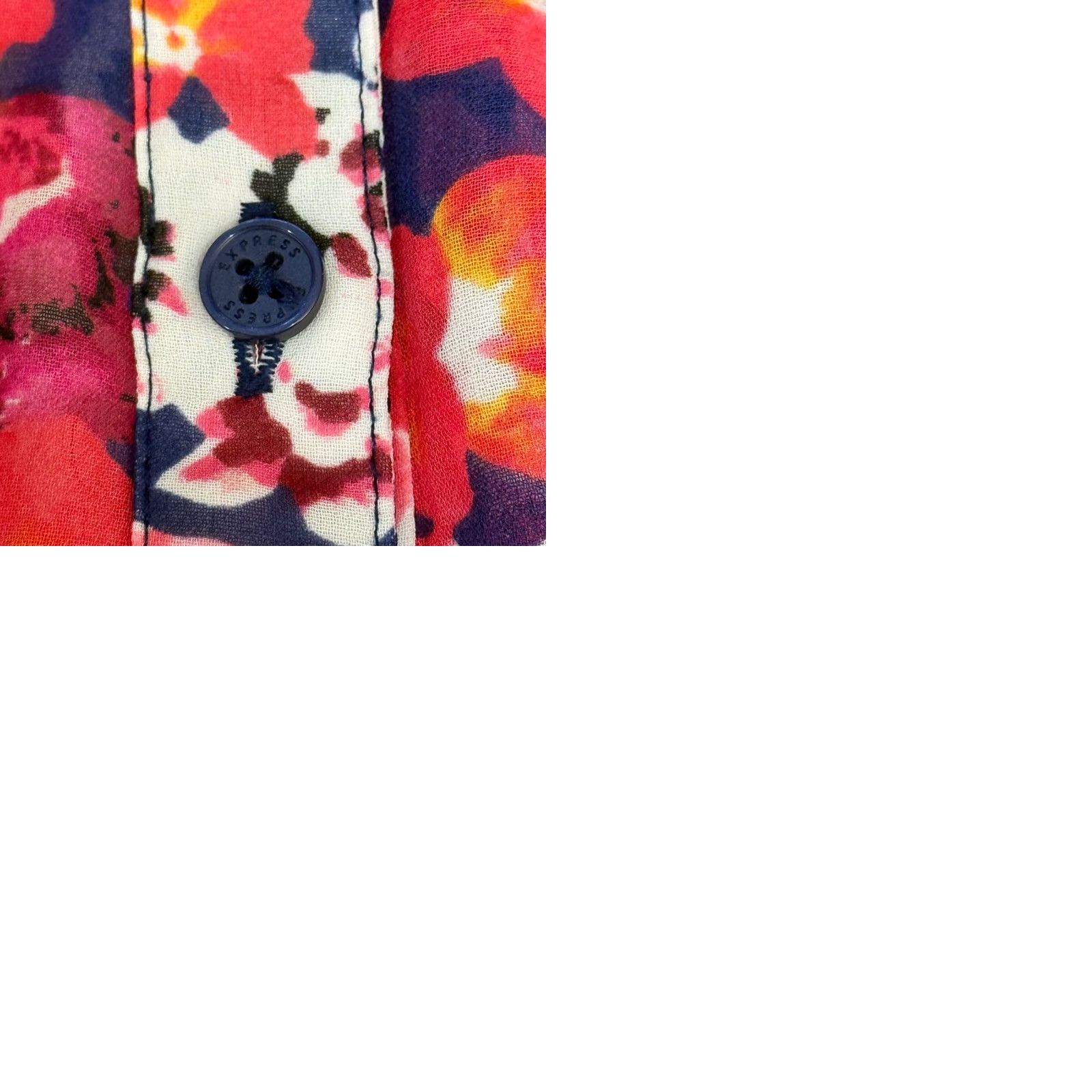 Express EUC Y2K Express Portofino XS Sheer Dark Floral Button Down Blouse RollTab Sleeve Boys? Womens Size XS / US 0-2 / IT 36-38 - 9 Thumbnail
