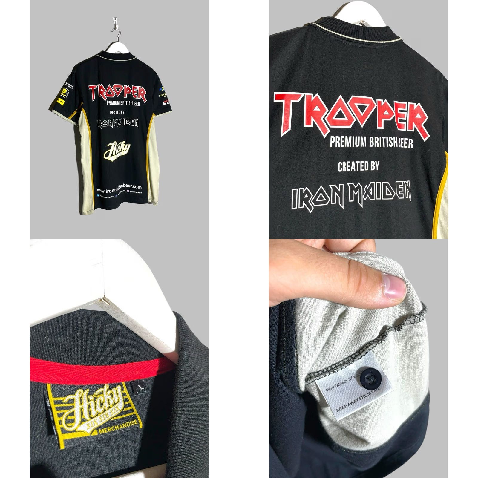Vintage Iron Maiden Trooper Polo Shirt - Black, Size L Size US L / EU 52-54 / 3 - 8 Thumbnail