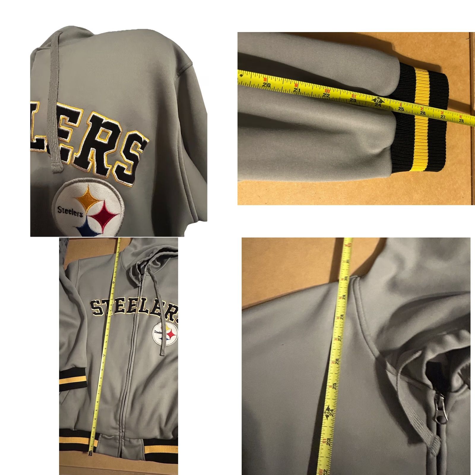 NFL NFL Pittsburgh Steelers Full Zip Hooded Jacket Men XL Gray - Pockets, Logo, Softshell, Zip, NFL Product Line Size US L / EU 52-54 / 3 - 10 Thumbnail