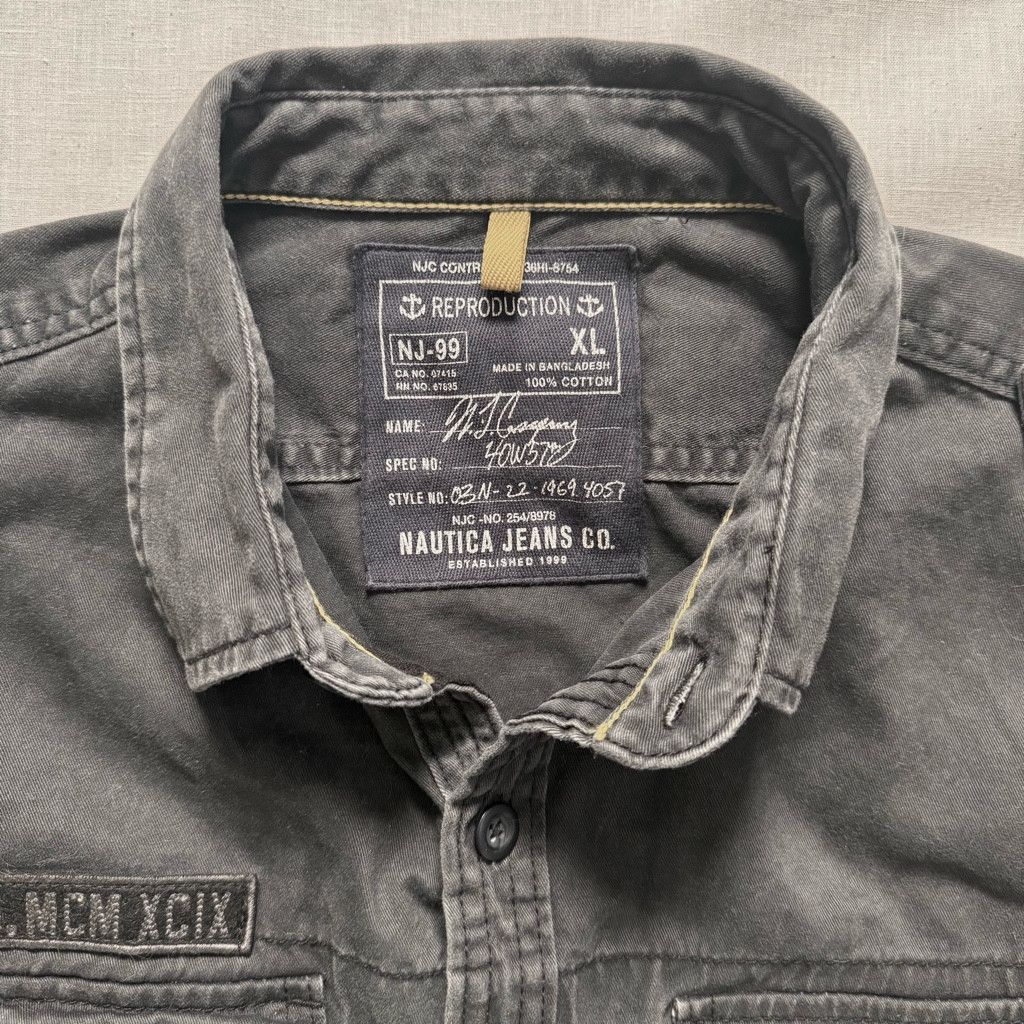 Nautica Nautica Jeans Co. Washed Black Military Button Down Shirt XL Size US XL / EU 56 / 4 - 2 Thumbnail