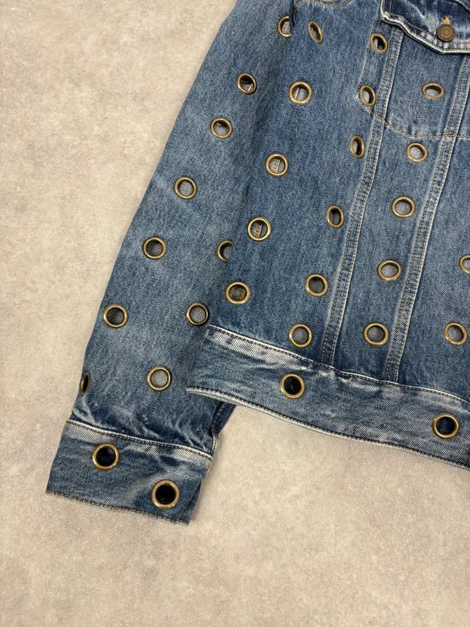 Saint Laurent Paris SS2021 Saint Laurent Light Blue Eyelet Denim Jacket Size S / US 4 / IT 40 - 8 Thumbnail