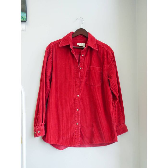 Eddie Bauer – Camicia In Velluto A Coste Maniche Lunghe, Cotone Resistente, Con Taschino, Uomo